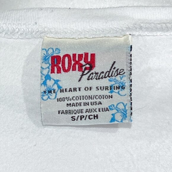 Roxy Short Sleeve Graphic Tee | White | Crew Neck | Small | Leaves Bird | Y2K - Picture 9 of 10
